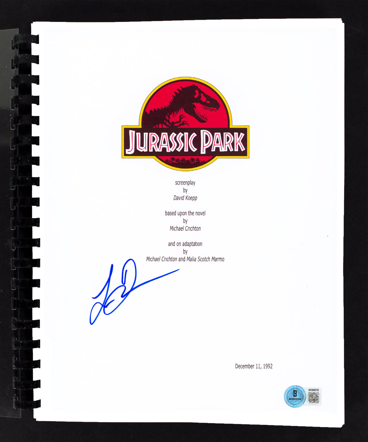 Laura Dern Jurassic Park Authentic Signed Movie Script Autographed BAS #BX96070