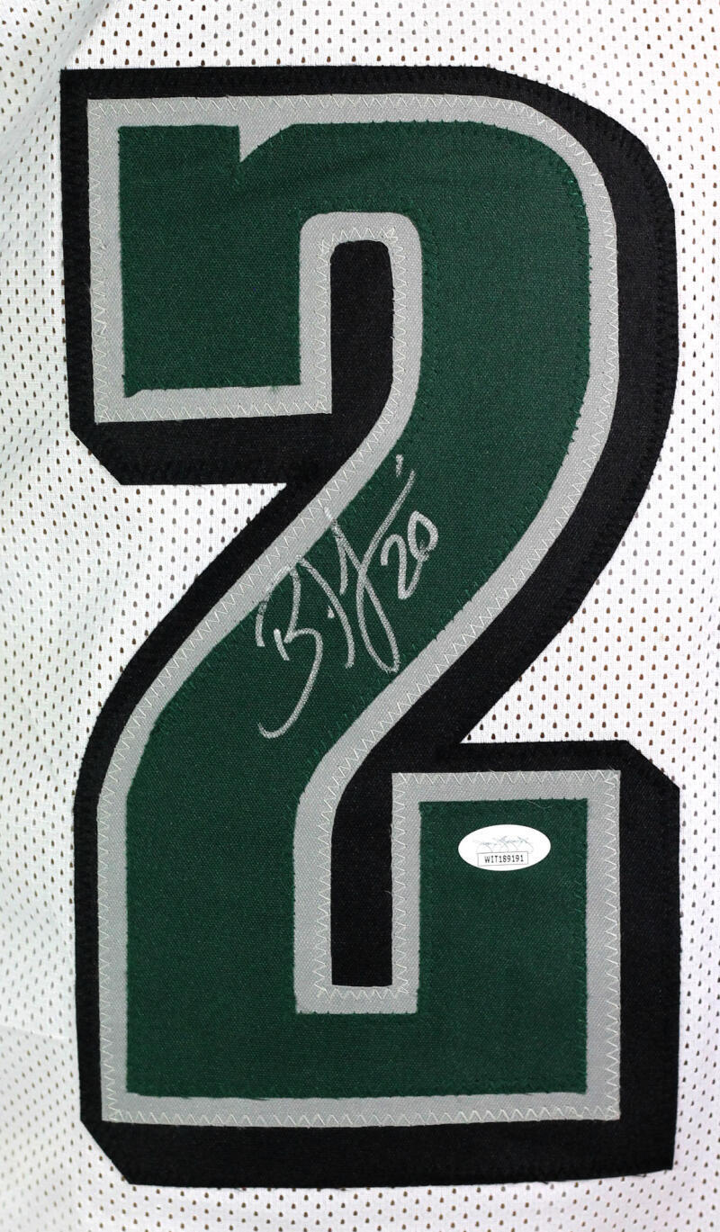 Brian Dawkins Autographed White Pro Style Jersey- JSA W Auth *2