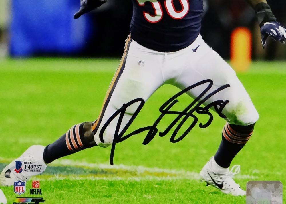 Roquan Smith Signed Bears 8x10 Blue 100 Anniversary Jersey PF Photo-Beckett Auth