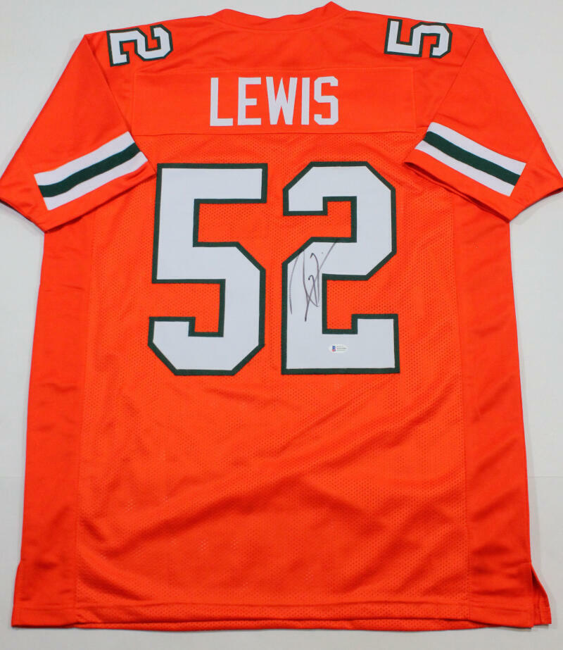 Ray Lewis Autographed Orange College Style Jersey - Beckett Auth *2