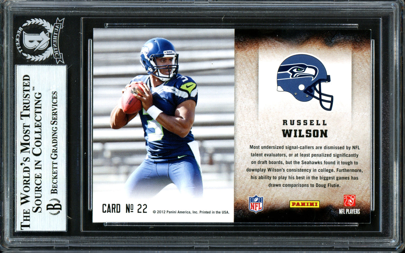 Russell Wilson Autographed 2012 Score Hot Rookies Rookie Card #22 Seattle Seahawks Beckett BAS #13447088