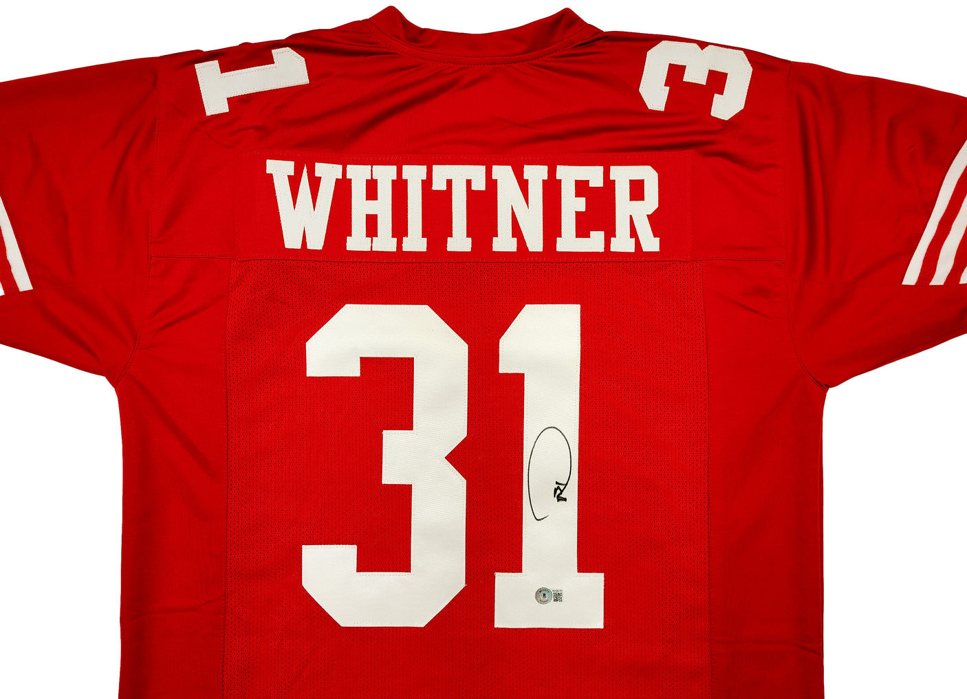 San Francisco 49ers Donte Whitner Autographed Red Jersey Beckett BAS QR Stock #200898