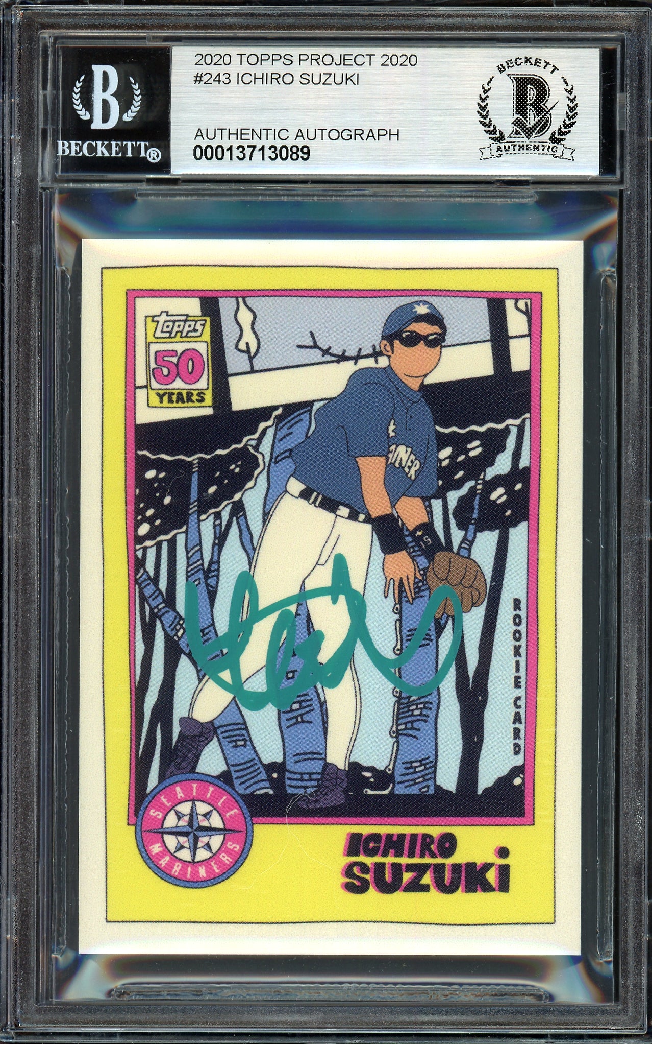 Ichiro Suzuki Autographed Topps Project 2020 Fucci Card #243 Seattle Mariners Auto Grade Gem Mint 10 Teal #5/10 Beckett BAS #13713089