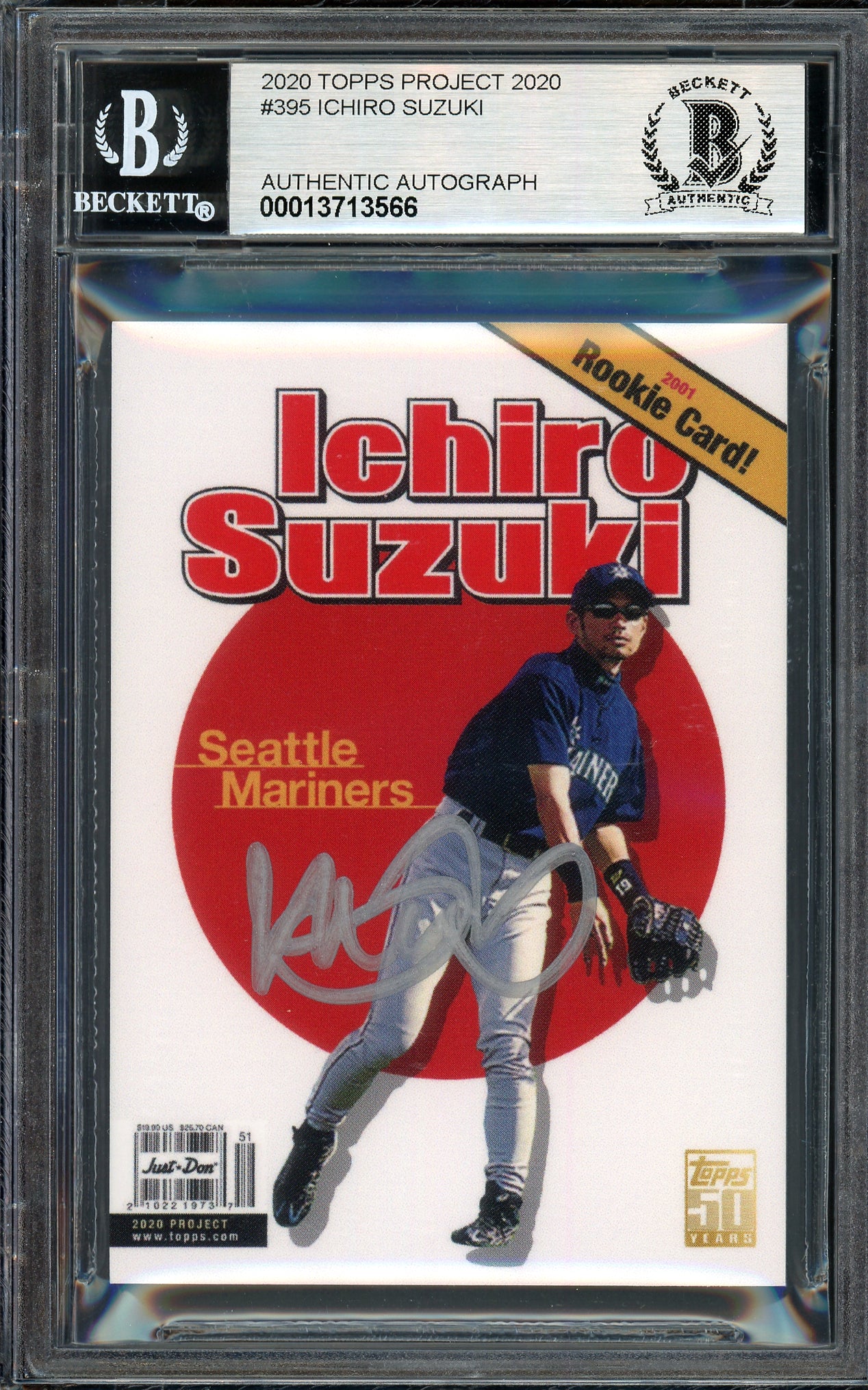 Ichiro Suzuki Autographed Topps Project 2020 Don C Card #395 Seattle Mariners Auto Grade Gem Mint 10 Silver #/10 Beckett BAS Stock #201061