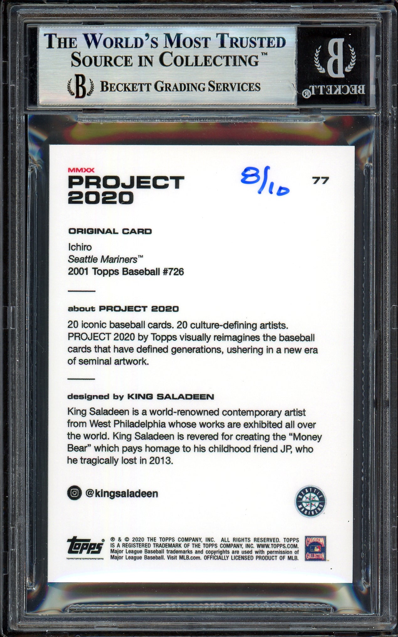 Ichiro Suzuki Autographed Topps Project 2020 King Saladeen Card #77 Seattle Mariners Silver #/10 Beckett BAS Stock #201090