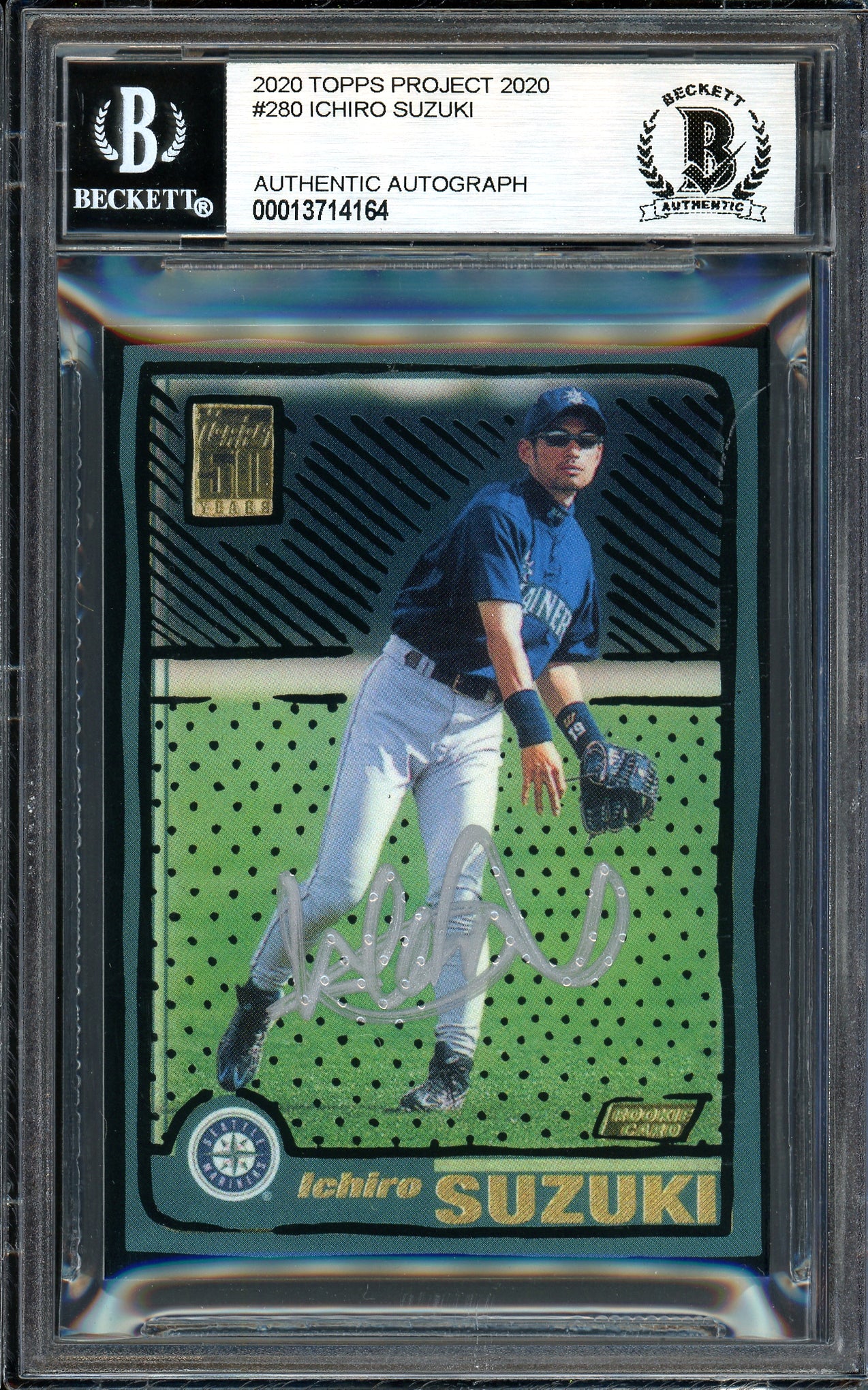Ichiro Suzuki Autographed Topps Project 2020 Joshua Vides Card #280 Seattle Mariners Silver #/10 Beckett BAS Stock #201136