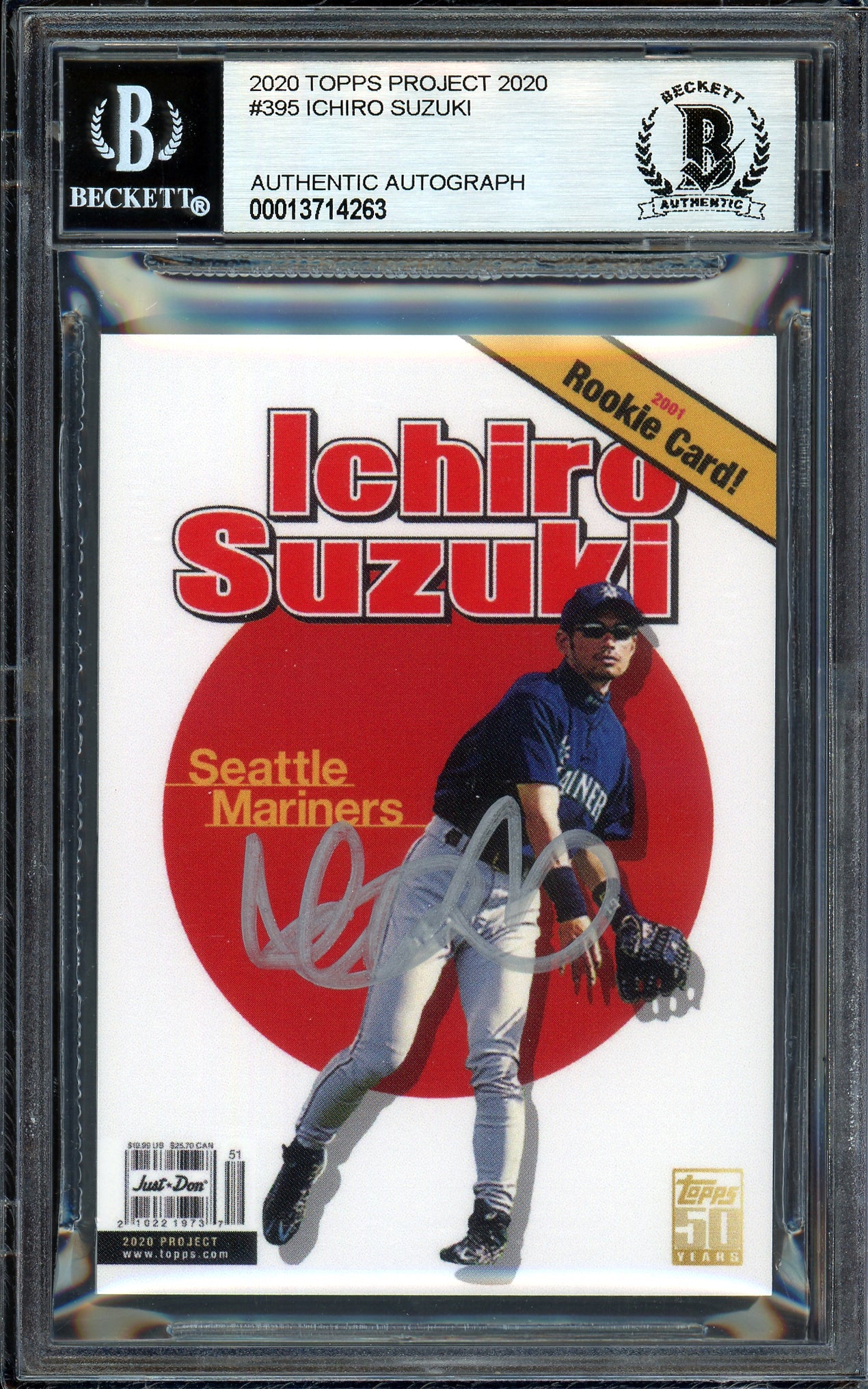 Ichiro Suzuki Autographed Topps Project 2020 Don C Card #395 Seattle Mariners Silver #4/10 Beckett BAS #13714263