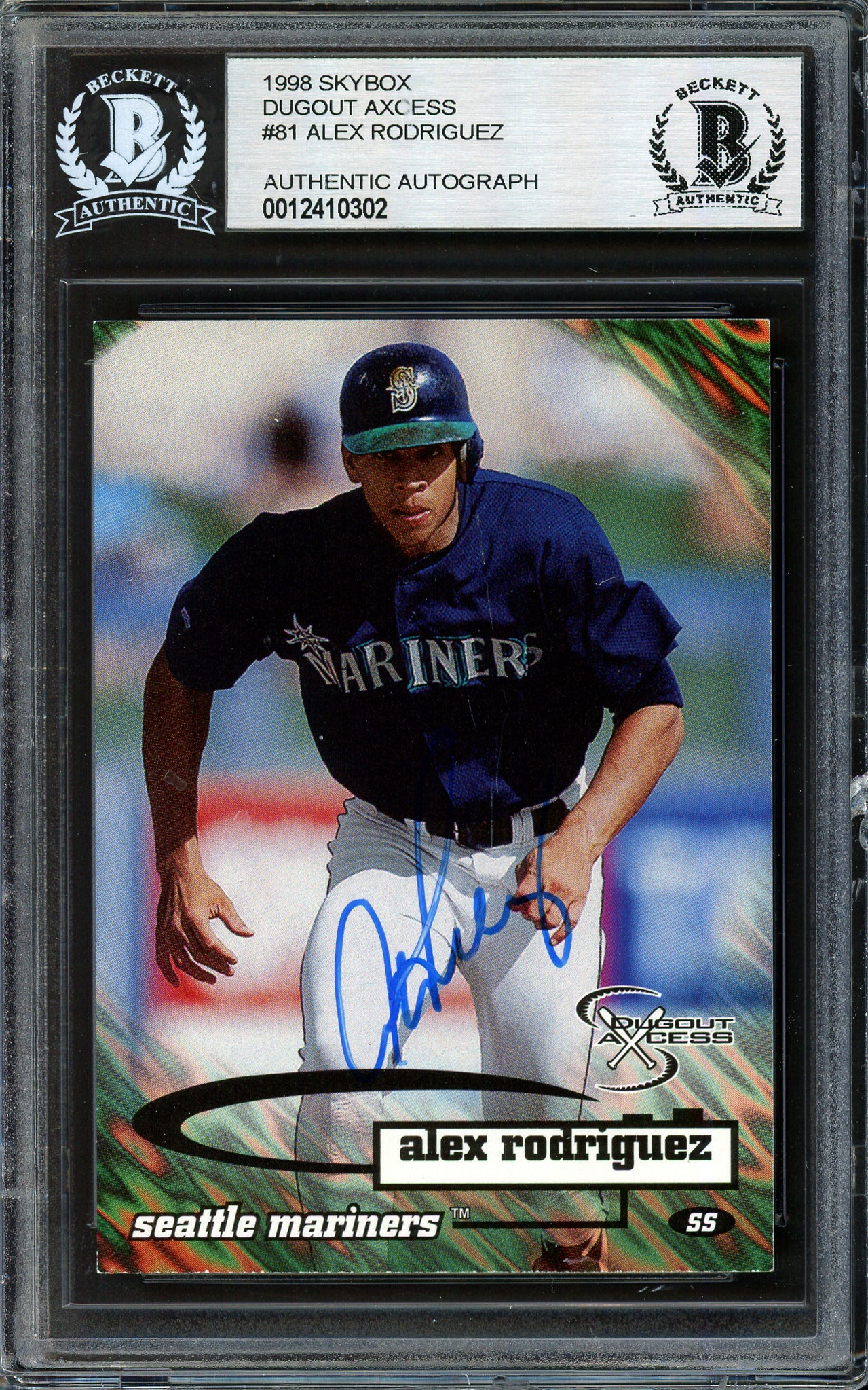 Alex Rodriguez Autographed 1998 Skybox Dugout Access Card #81 Seattle Mariners Beckett BAS #12410302
