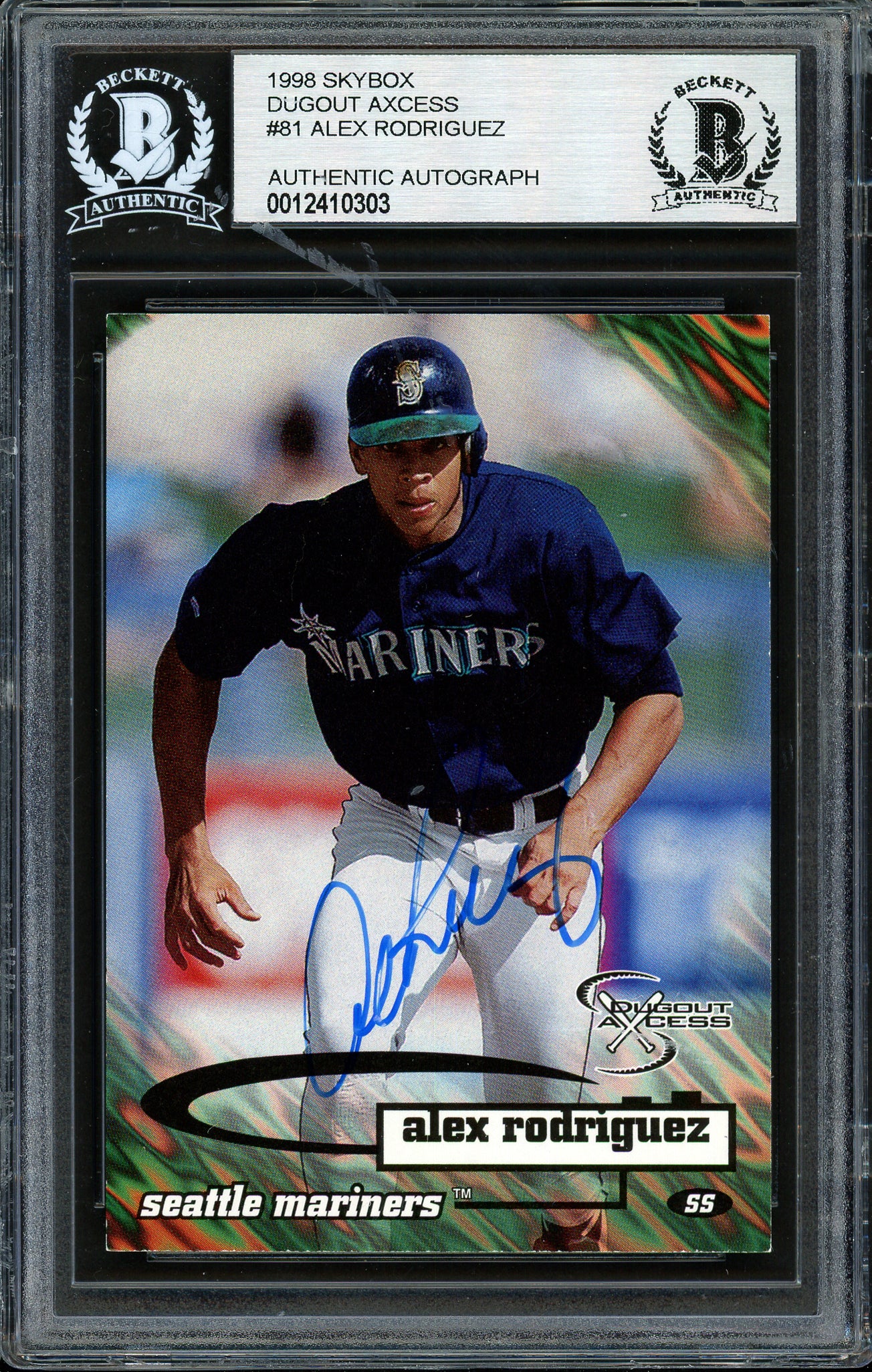 Alex Rodriguez Autographed 1998 Skybox Dugout Access Card #81 Seattle Mariners Beckett BAS #12410303
