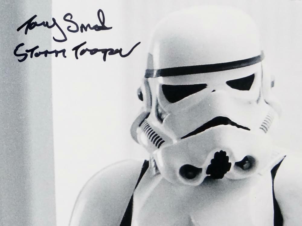 Tony Smart Autographed 11x14 Photo From Movie w/ Stormtrooper - JSA Auth *Black