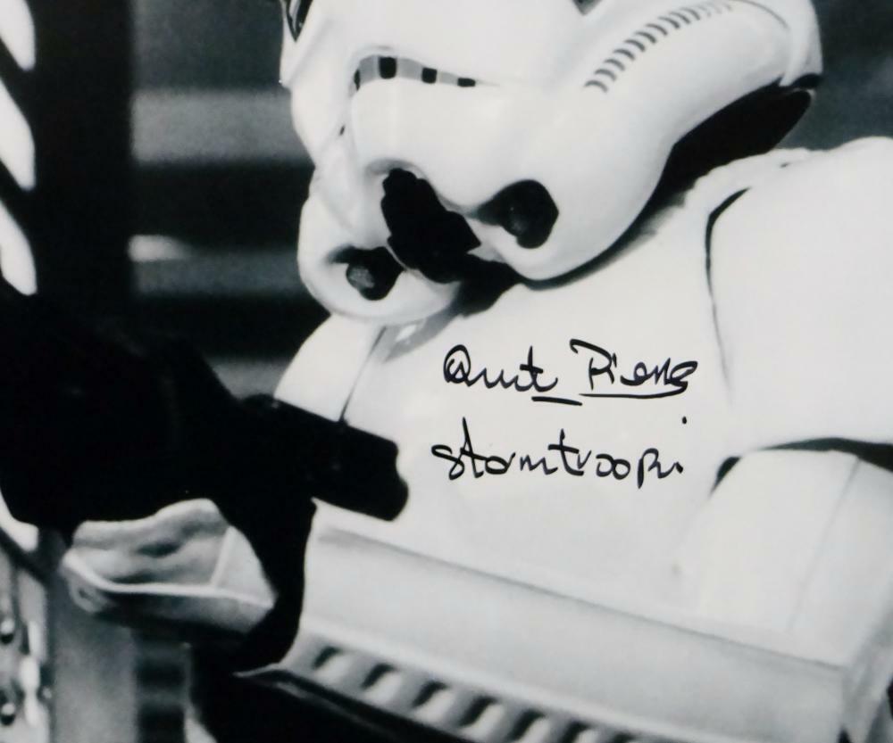 Quentin Pierre Autographed 11x14 Firing Gun Photo w/ Stormtrooper - JSA Auth *Blk