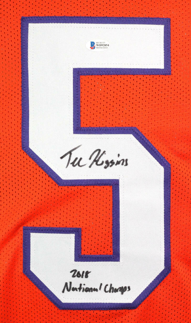 Tee Higgins Autographed Orange College Style Jersey w/ Insc - Beckett W Auth *5
