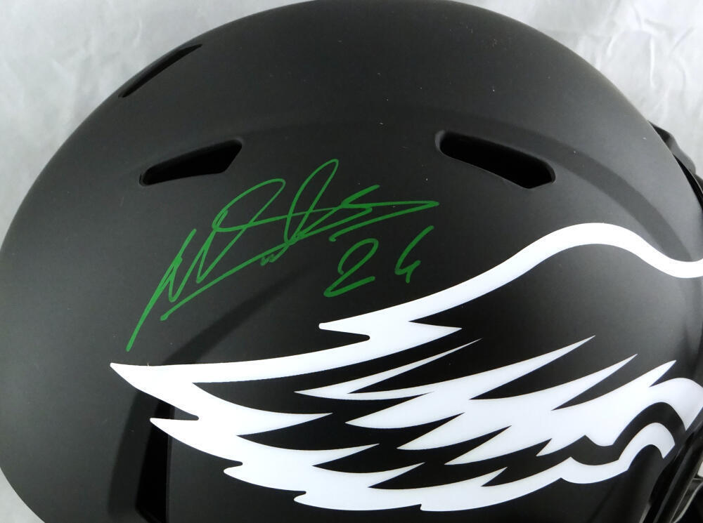 Miles Sanders Autographed Eagles F/S Eclipse Speed Helmet - JSA W Auth *Green