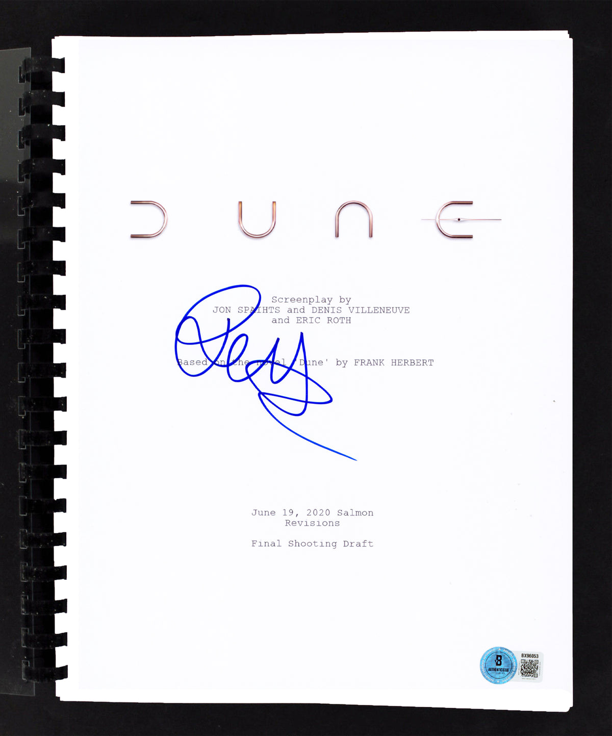 Rebecca Ferguson Dune Authentic Signed Movie Script Autographed BAS #BX96053