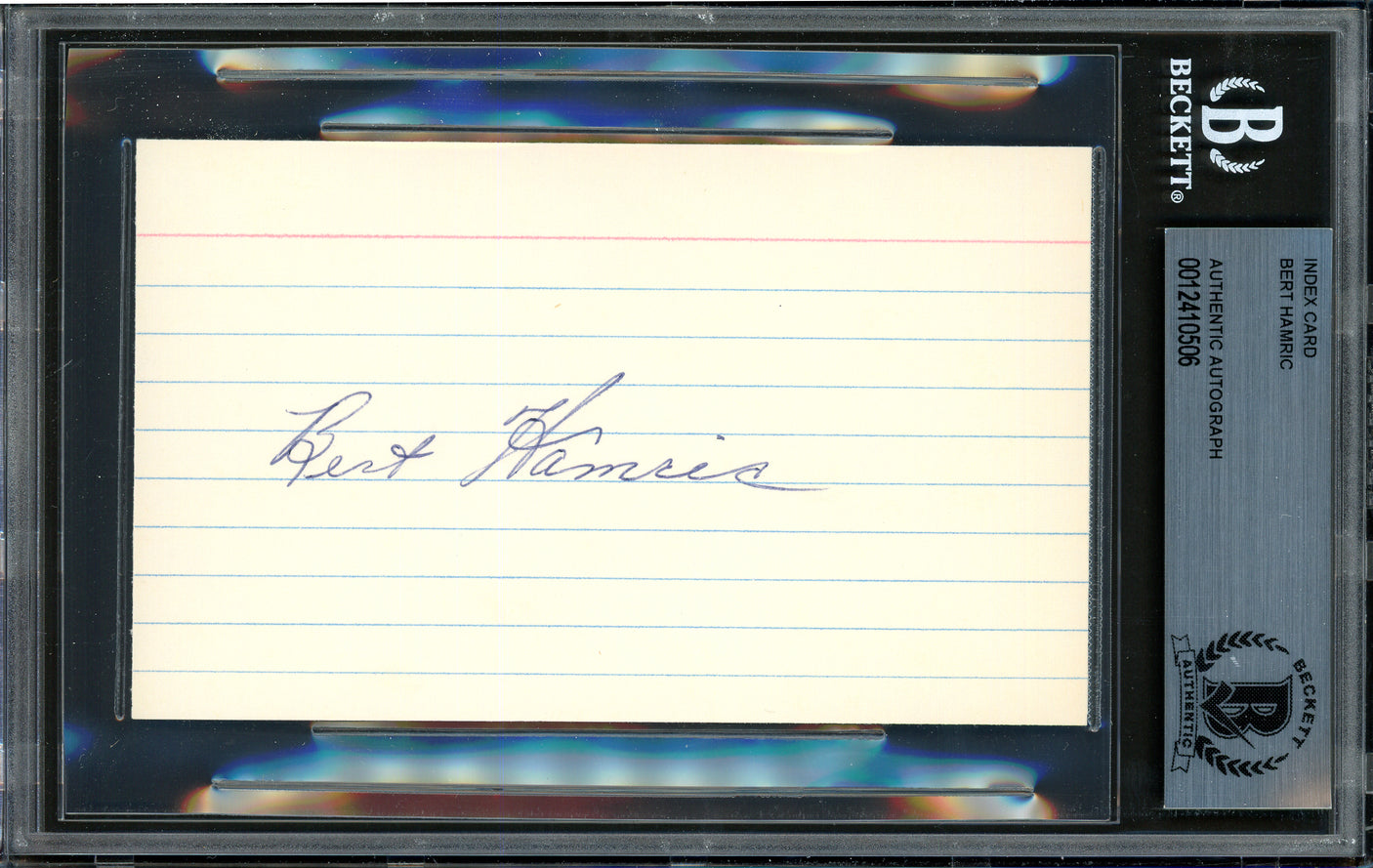 Bert Hamric Autographed 3x5 Index Card Brooklyn Dodgers Beckett BAS #12410506