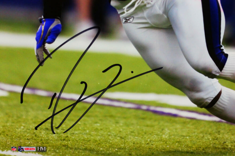 Ray Lewis Signed Ravens 16x20 HM Running Purple Jersey Photo - Beckett W Auth