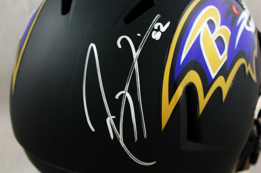 Ray Lewis Autographed Ravens F/S Flat Black Helmet - Beckett W Auth *Silver