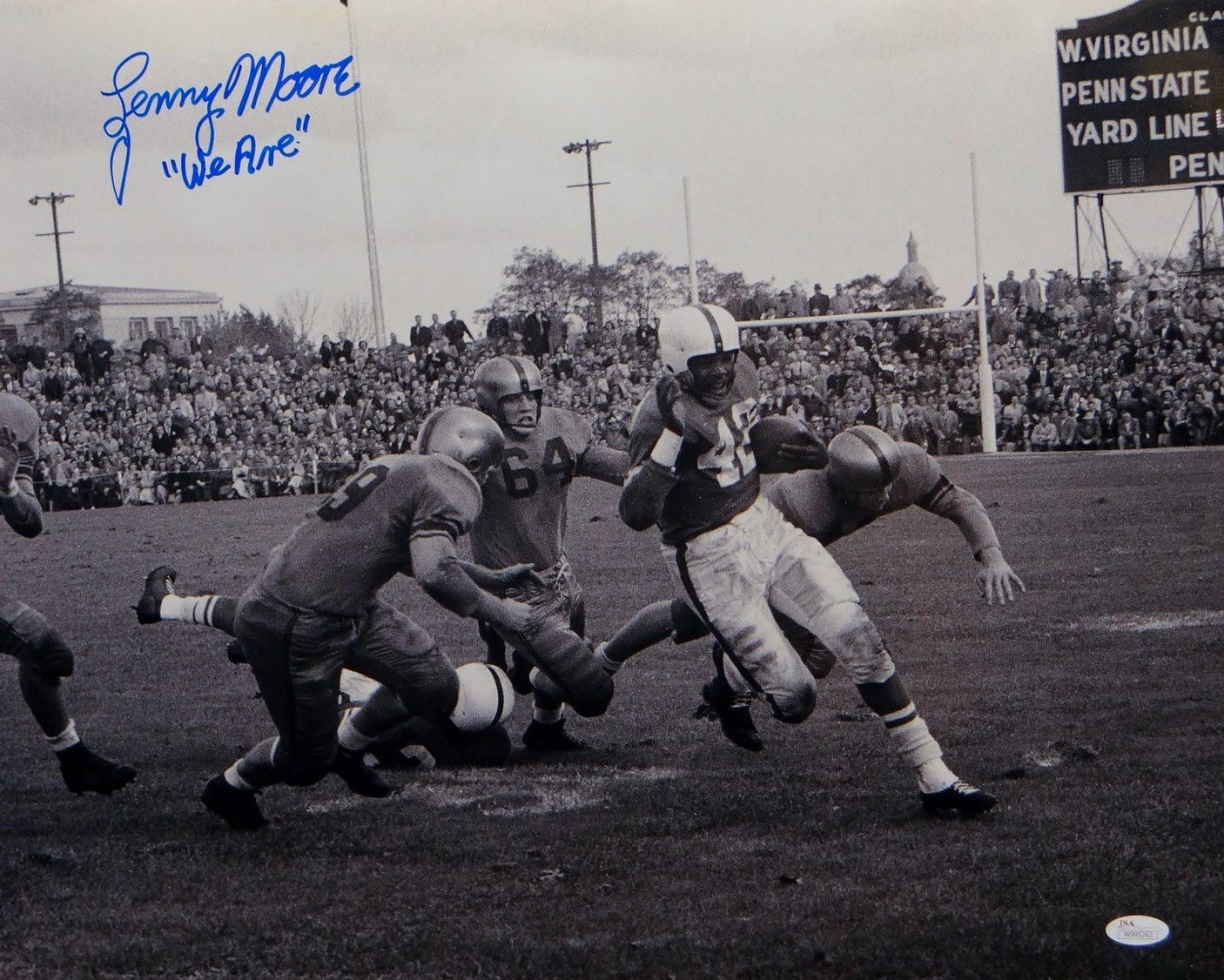 Lenny Moore Signed Penn State 16x20 Running Photo W/ "We Are"- JSA W Auth
