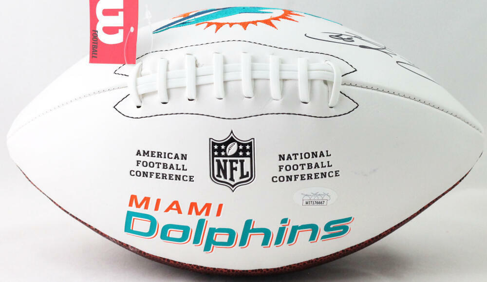 Jason Taylor Autographed Miami Dolphins Logo Football - JSA W Auth *Black