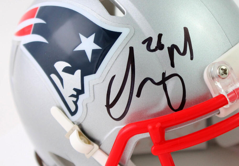 Sony Michel Signed New England Patriots Speed Mini Helmet- Beckett W Auth *Black