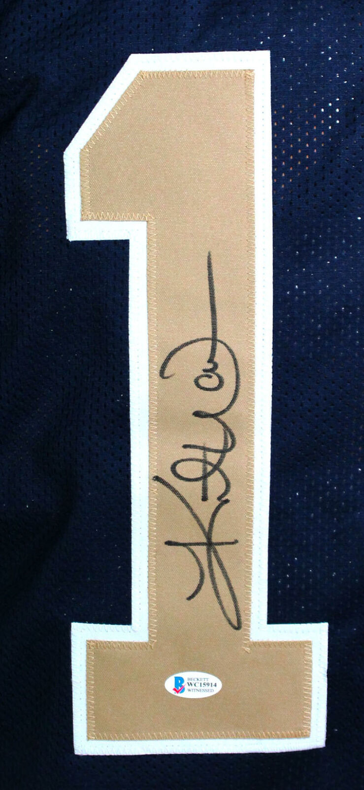 Kurt Warner Autographed Blue/Gold Pro Style Jersey - Beckett W *Black *1