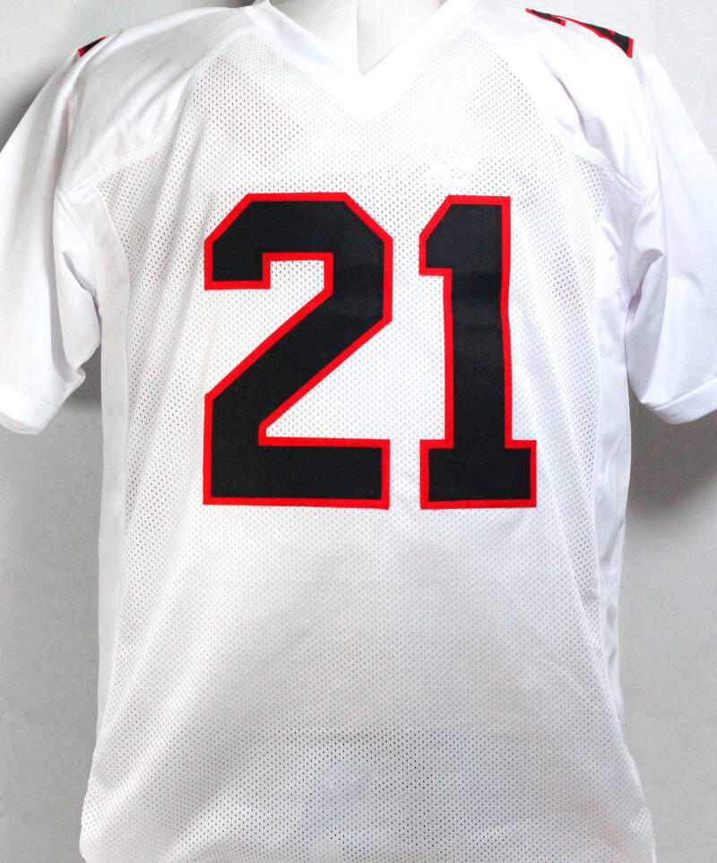 Deion Sanders Autographed TB White Pro Style Jersey - Beckett W Auth *Silver