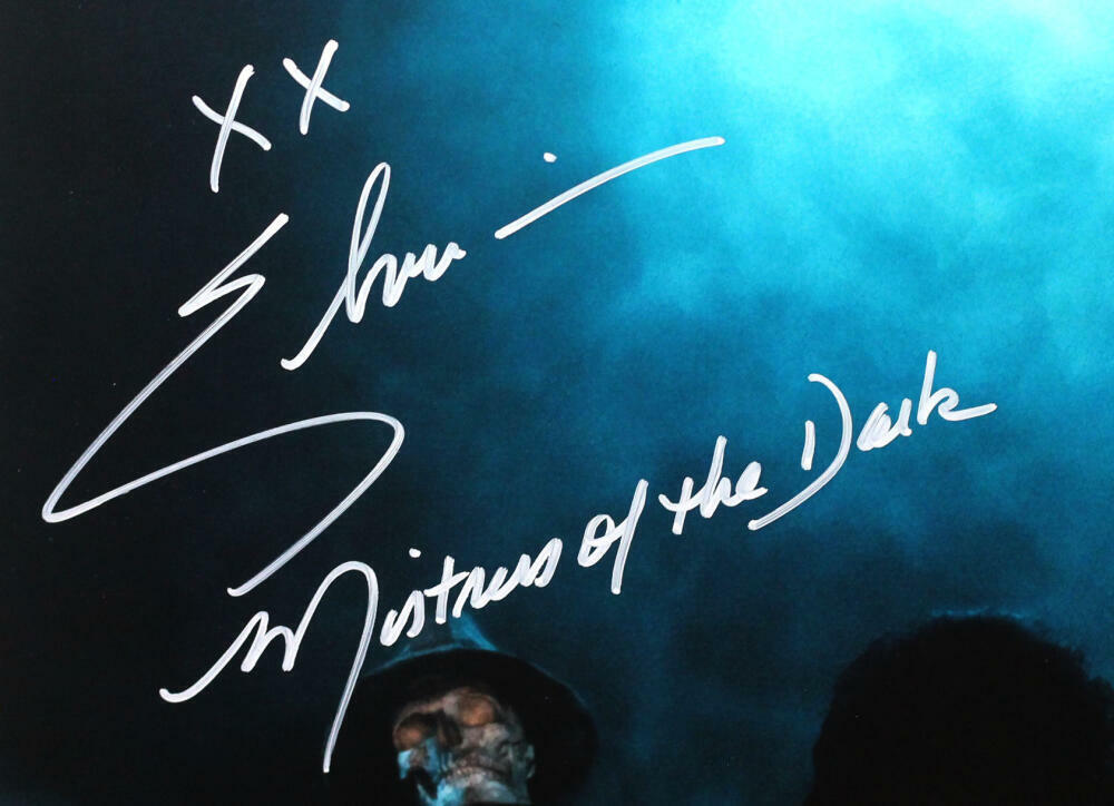 Cassandra Peterson Autographed 16x20 Elvira Photo w/Insc - Beckett W Auth *White