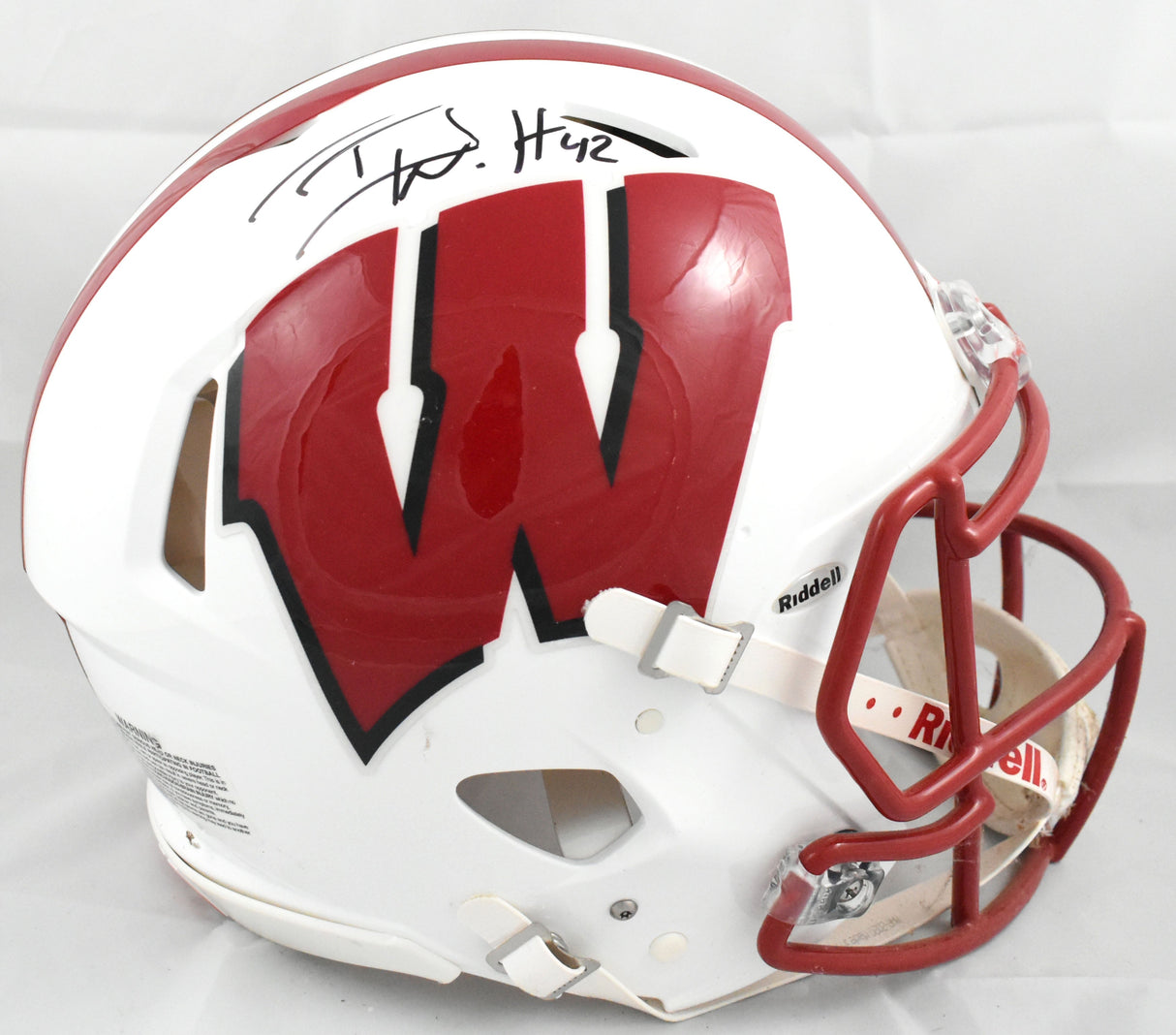 T.J. Watt Autographed Wisconsin F/S Speed Authentic Helmet - Beckett W