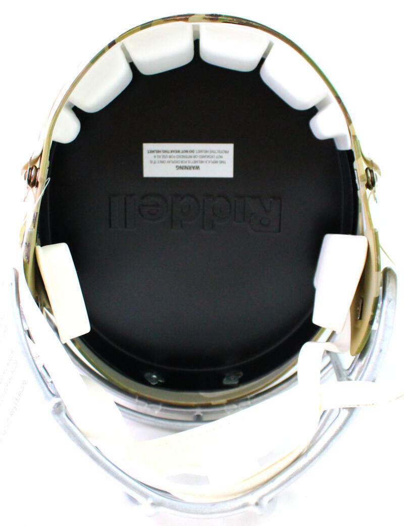 Deion Sanders Signed Atlanta Falcons F/S Camo Speed Helmet - Beckett W Auth *Wh