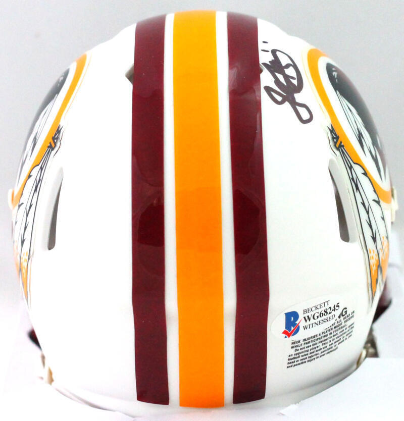 John Riggins Signed Washington Flat White Speed Mini Helmet- Beckett W *Black