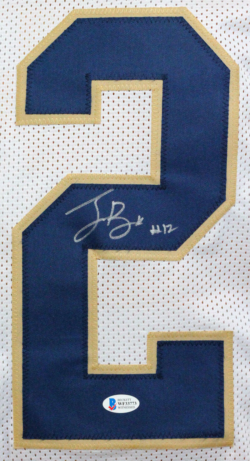 Ian Book Autographed White College Style Jersey - Beckett W *Silver