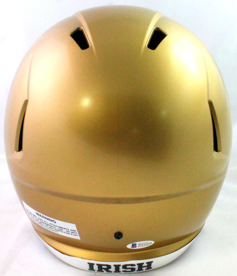 Ian Book Autographed Notre Dame Gold Speed Full Size Helmet-Beckett W *Black