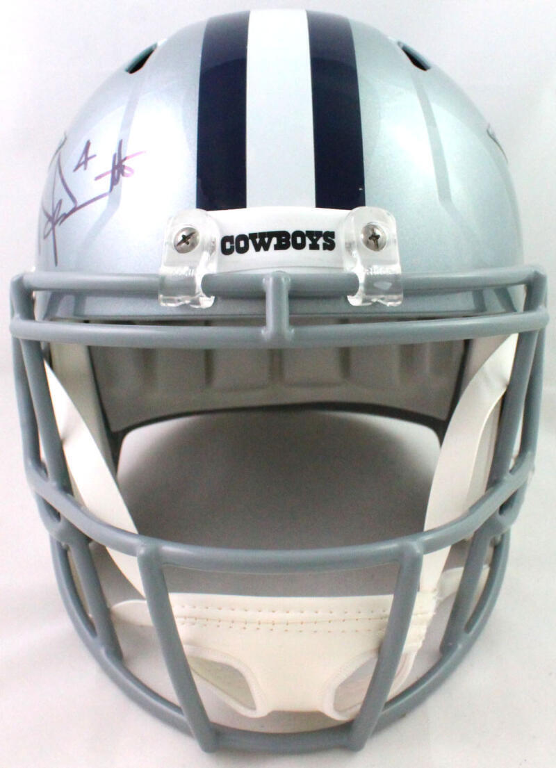 Dak Prescott Autographed Dallas Cowboys Speed Full Size Helmet- Beckett W Holo