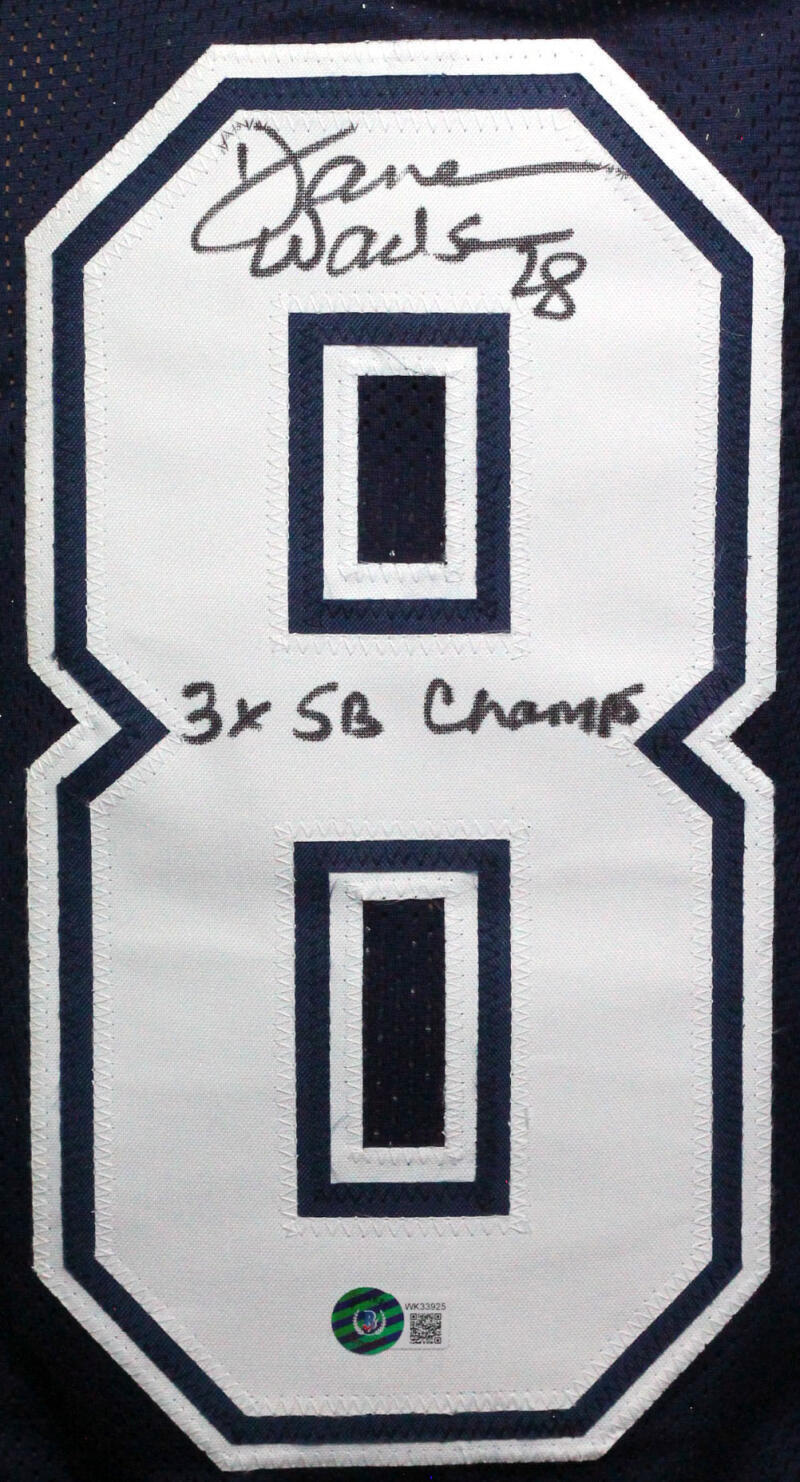 Darren Woodson Autographed Blue w Wte Num Pro Style Jersey Insc- Beckett W *Blk