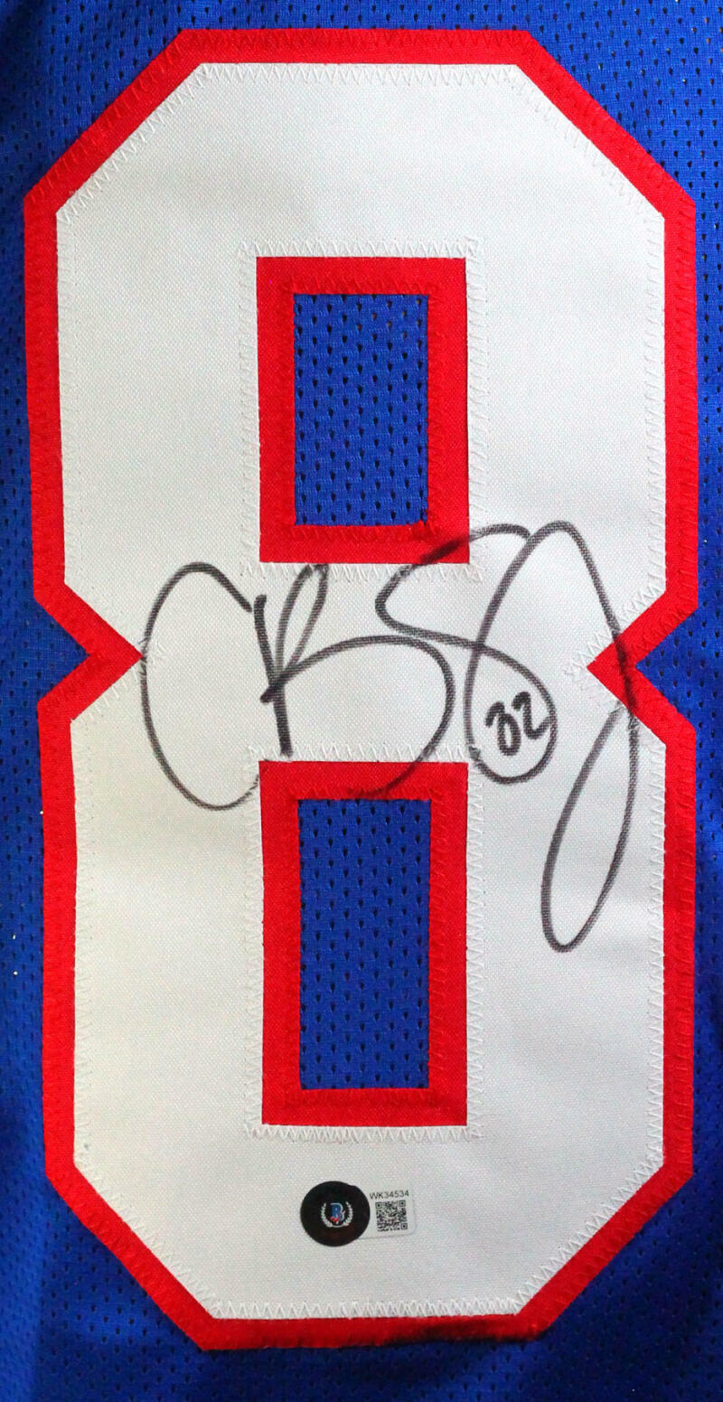 Cole Beasley Autographed Blue College Style Jersey- Beckett W *Black