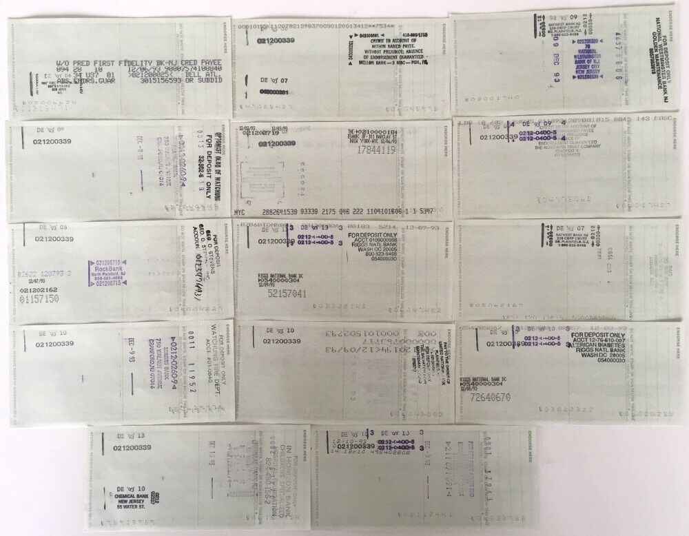 Bobby Thomson New York Giants Signed Checks 4931-4944 JSA