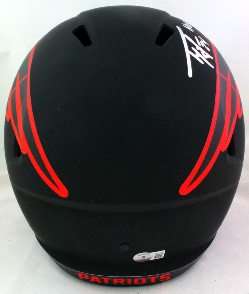 Ty Law Autographed NE Patriots Eclipse F/S Helmet w/ HOF- Beckett W *Silver