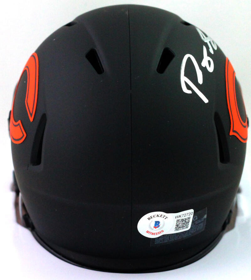 Roquan Smith Autographed Chicago Bears Eclipse Speed Mini Helmet- Beckett W*Sil