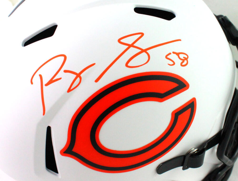Roquan Smith Autographed Chicago Bears Lunar Speed F/S Helmet- Beckett W *Orange
