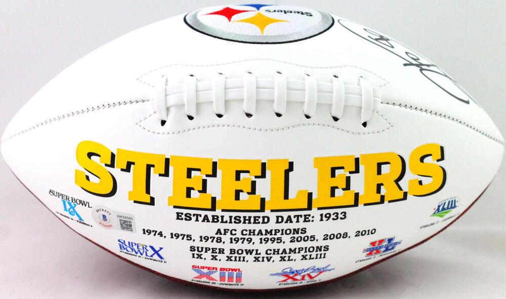 Hines Ward Autographed Pittsburgh Steelers Logo Football- Beckett W Holo *Black