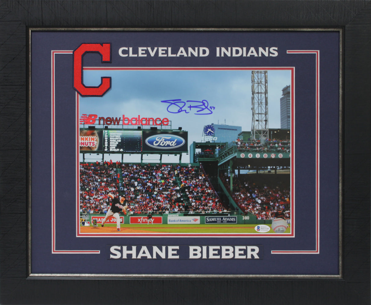 Indians Shane Bieber Authentic Signed 11x14 Framed Photo Autographed BAS Witness
