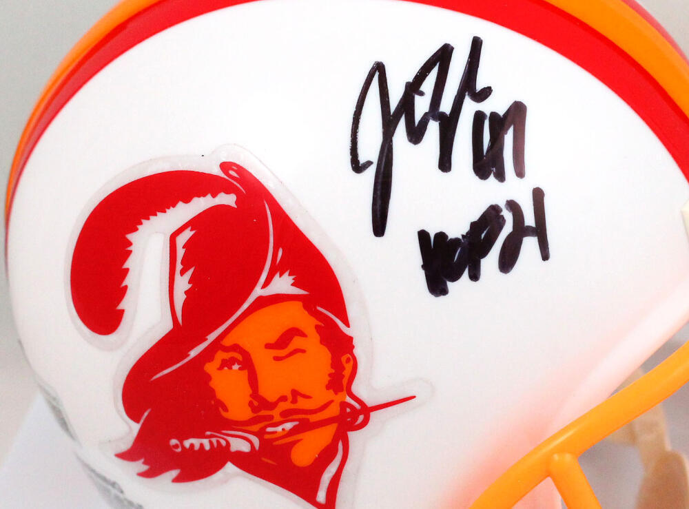 John Lynch Autographed Tampa Bucs 76-96 TB Mini Helmet w/HOF - Beckett W *Black