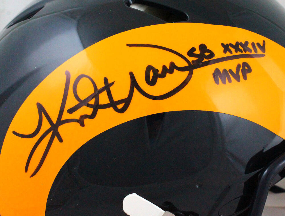 Kurt Warner Signed SL Rams 81-99 TB Authentic F/S Helmet w/SBMVP- Beckett W *Blk