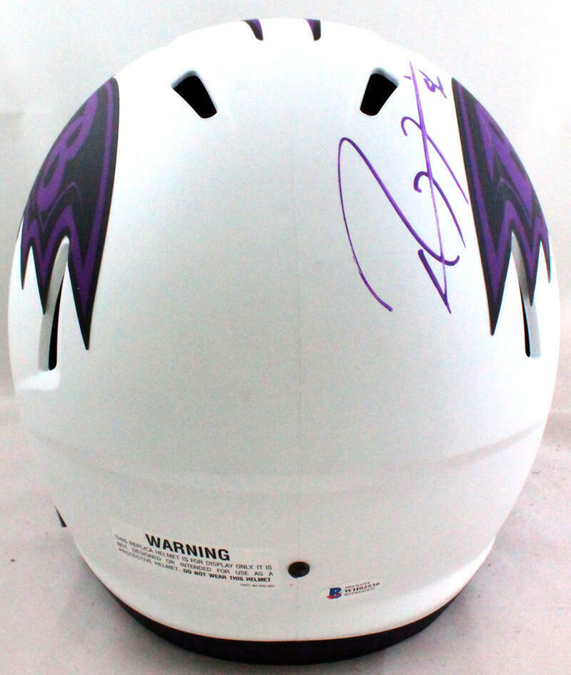 Ray Lewis Autographed Baltimore Ravens Lunar Speed Helmet- Beckett W *Purple