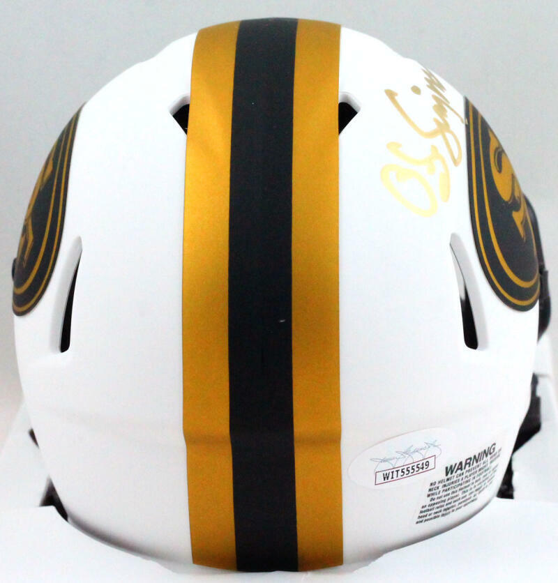 OJ Simpson Autographed San Francisco 49ers Lunar Speed Mini Helmet- JSA W *Gold