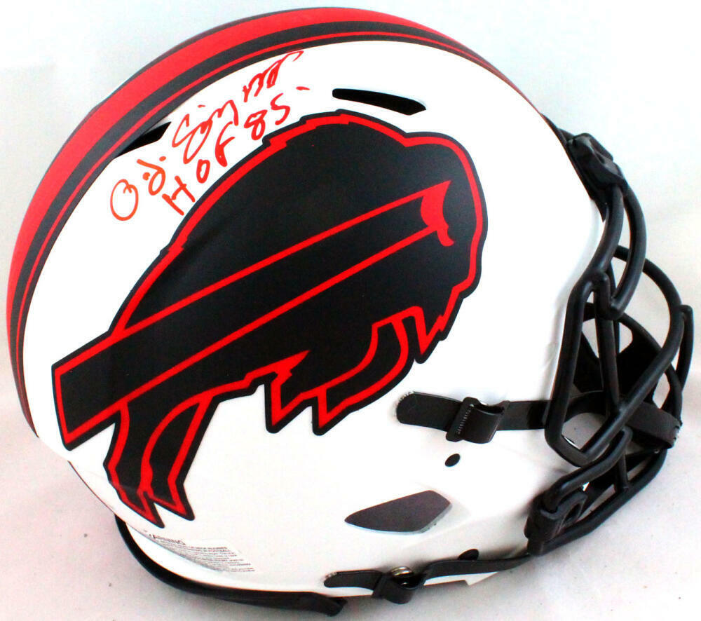 OJ Simpson Autographed Buffalo Bills Lunar Authentic Helmet w/ HOF - JSA W *Red