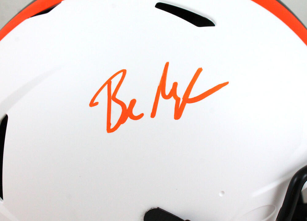 Baker Mayfield Autographed Browns Lunar F/S Authentic Helmet - Beckett W *Orange