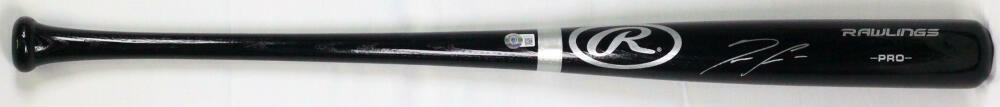 Ronald Acuna Autographed Pro Baseball Black Bat - Beckett W *Silver