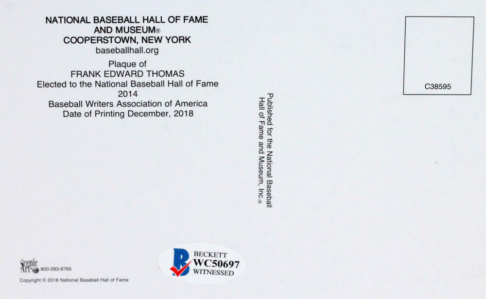 Frank Thomas Autographed National Baseball HOF Goal Line Art Card- Beckett W*Blu