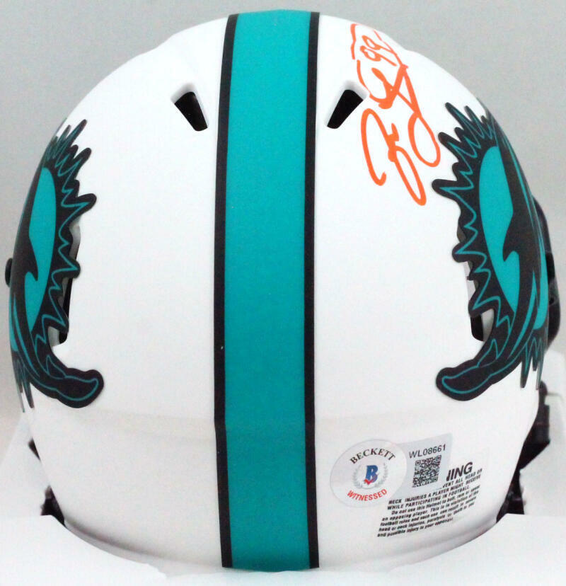 Jason Taylor Autographed Miami Dolphins Lunar Mini Helmet- Beckett W *Orange